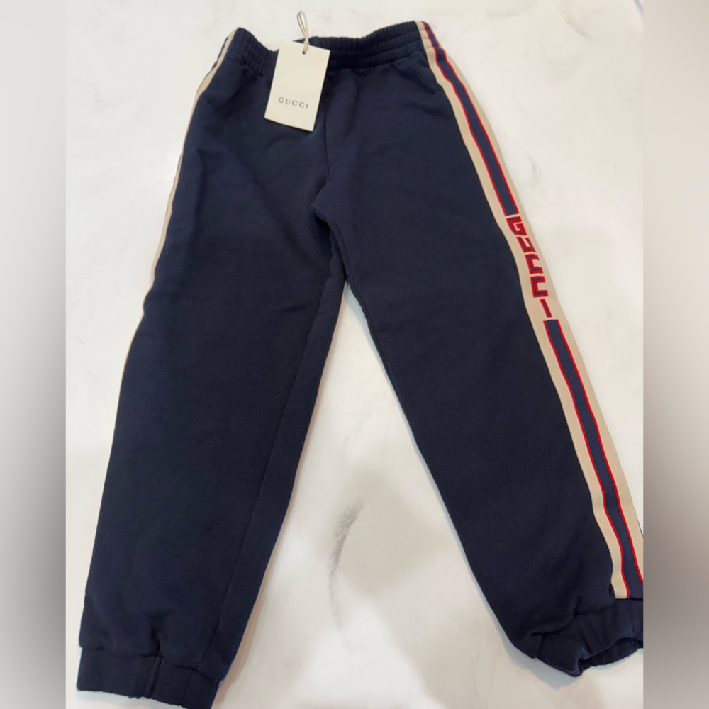 Gucci Dark Blue Joggers with Red Accent